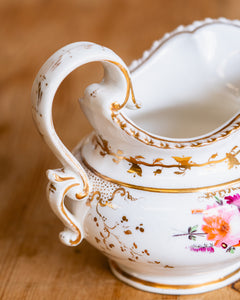 Antique Pitcher/Creamer with Floral Design and Gold Accents