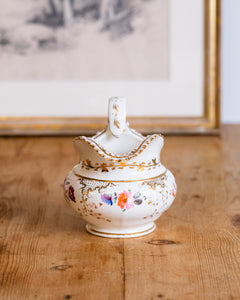 Antique Pitcher/Creamer with Floral Design and Gold Accents