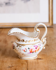 Antique Pitcher/Creamer with Floral Design and Gold Accents