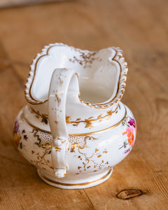 Antique Pitcher/Creamer with Floral Design and Gold Accents