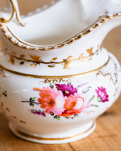 Antique Pitcher/Creamer with Floral Design and Gold Accents