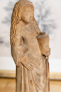 Antique Stone Santos Statue of Female Saint