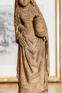 Antique Stone Santos Statue of Female Saint