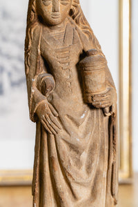 Antique Stone Santos Statue of Female Saint