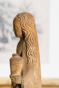 Antique Stone Santos Statue of Female Saint