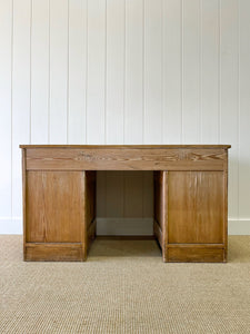 Magnificent Antique English Pine Pedestal Desk c1890