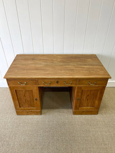 Magnificent Antique English Pine Pedestal Desk c1890