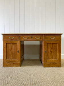 Magnificent Antique English Pine Pedestal Desk c1890